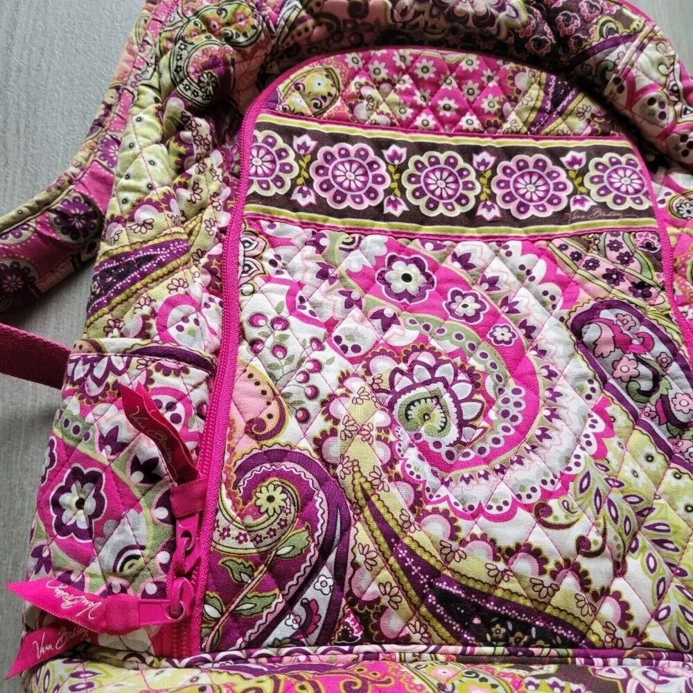 Vera Bradley Pink Paisley Quilted Daypack with Floral Trim